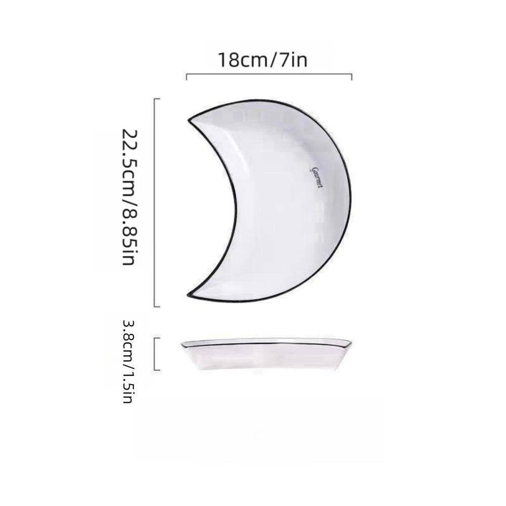 5 Piece Reunion Moon Shaped Ceramic Dinnerware Set For Hot Pot Plates