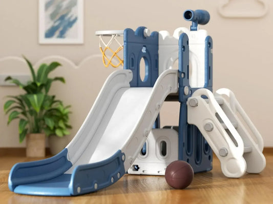 Toddler 7 In 1 Outdoor Playset Slide Climber Hoop Telescope