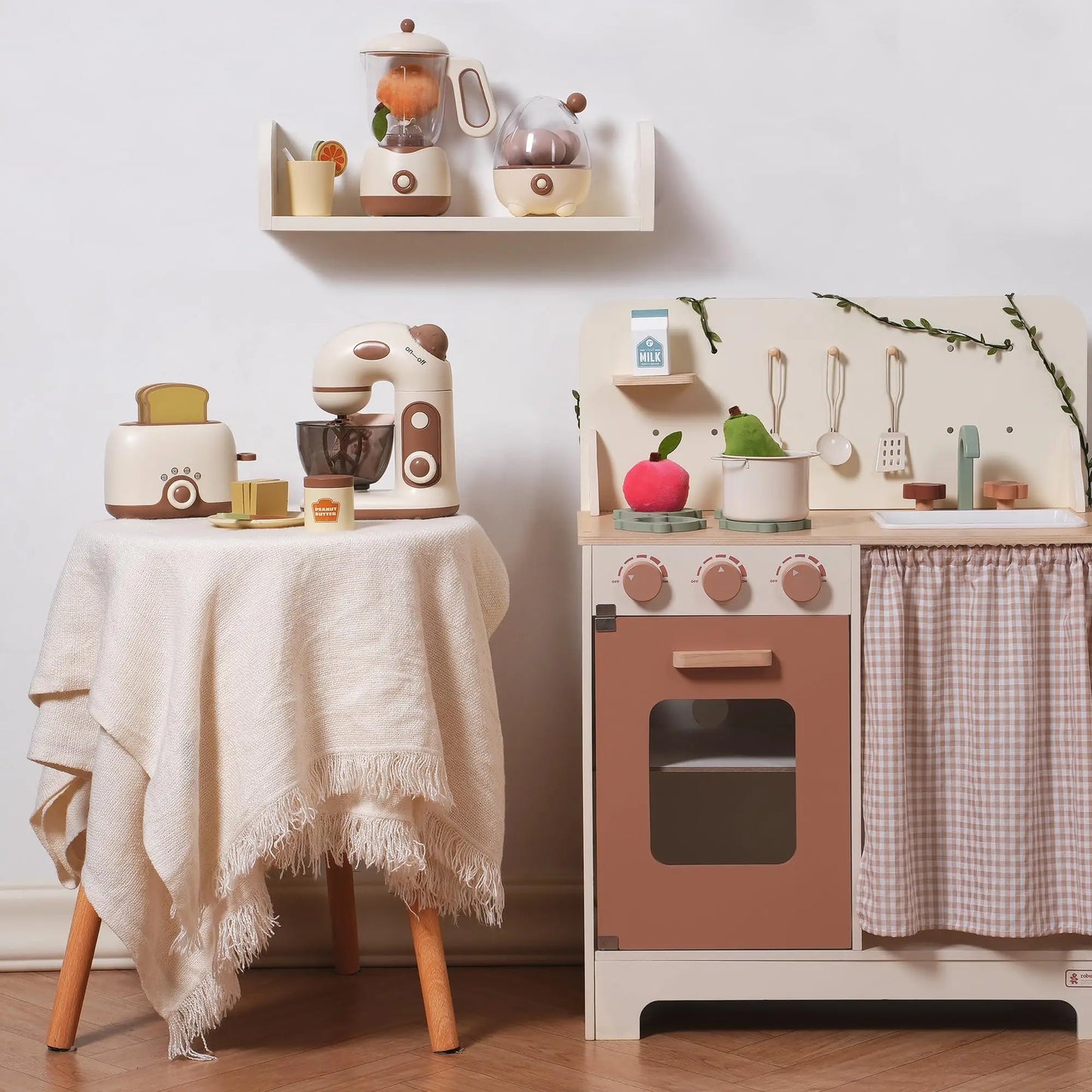 Robotime Wooden Play Kitchen Set With Blender And Realistic Sounds For Toddlers