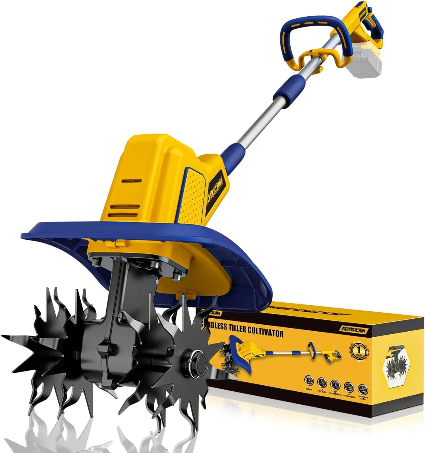 Cordless Garden Cultivator With 360 RPM 9 Inch Wide 7 Inch Deep Battery Powered