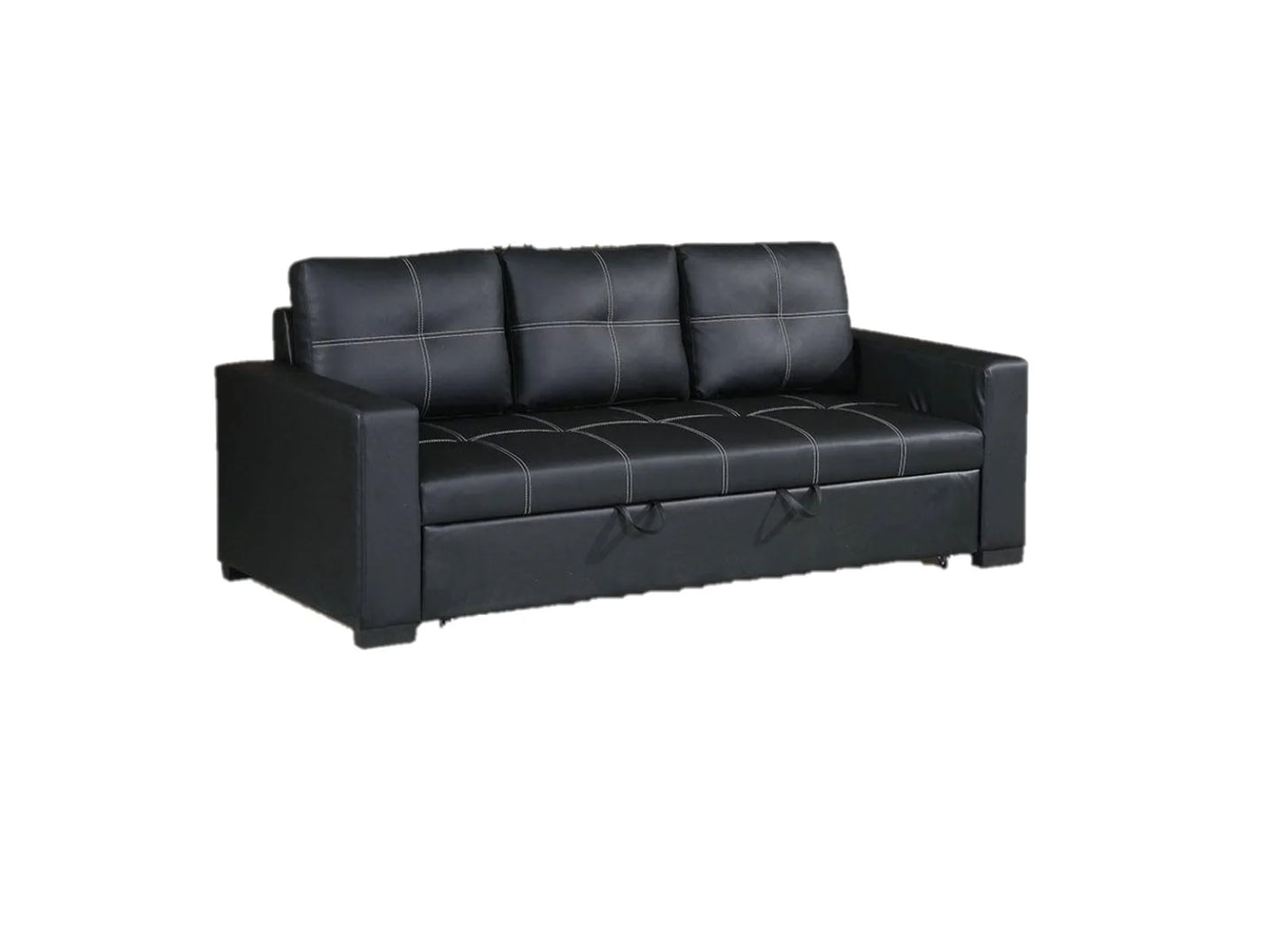 Sectional Sofa Convertible Pull Out Bed Faux Leather Tufted