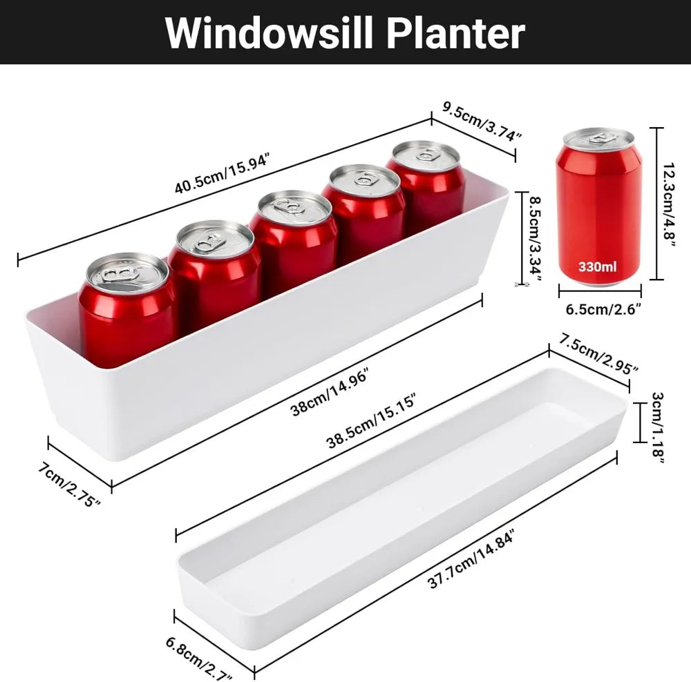 16x3.8 Inch Window Box Planter With Tray For Succulents Herbs Flowers