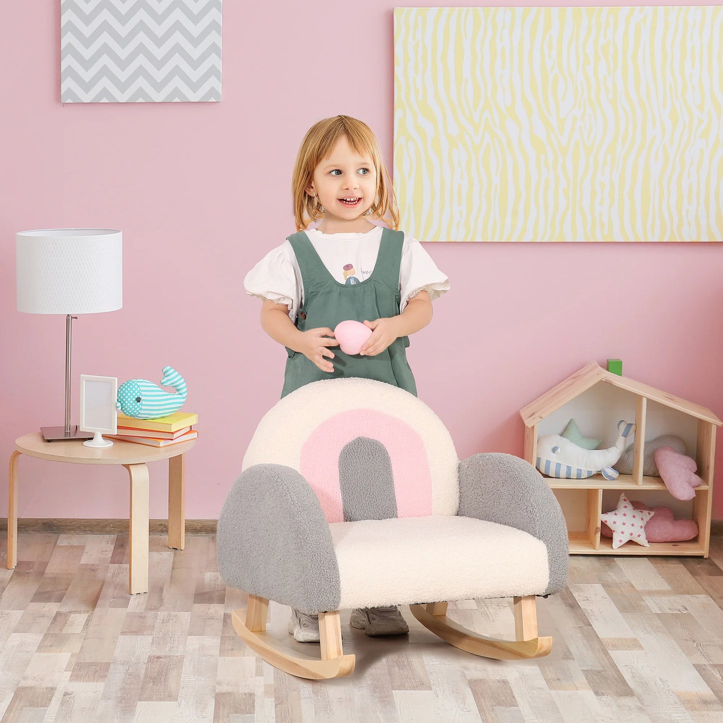 Rocking Toddle Sofa Chair Gray For Nursery Playroom And Bedroom