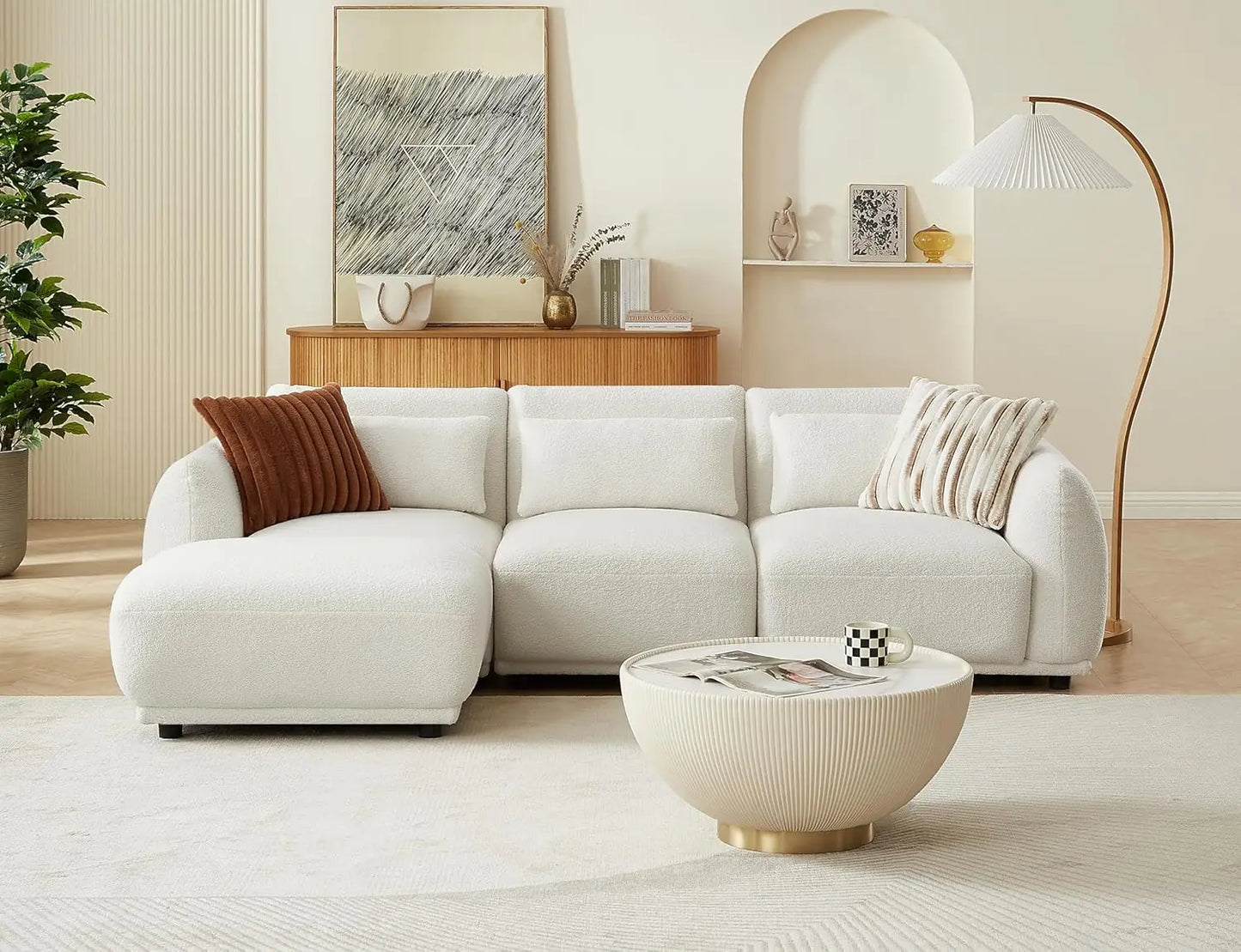 L Shaped Modular Sectional Couch Convertible Cloud Sofa With Removable Ottoman