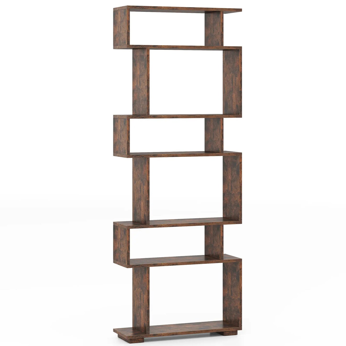 6 Tier S Shaped Geometric Storage Bookshelf With Anti Toppling Kits