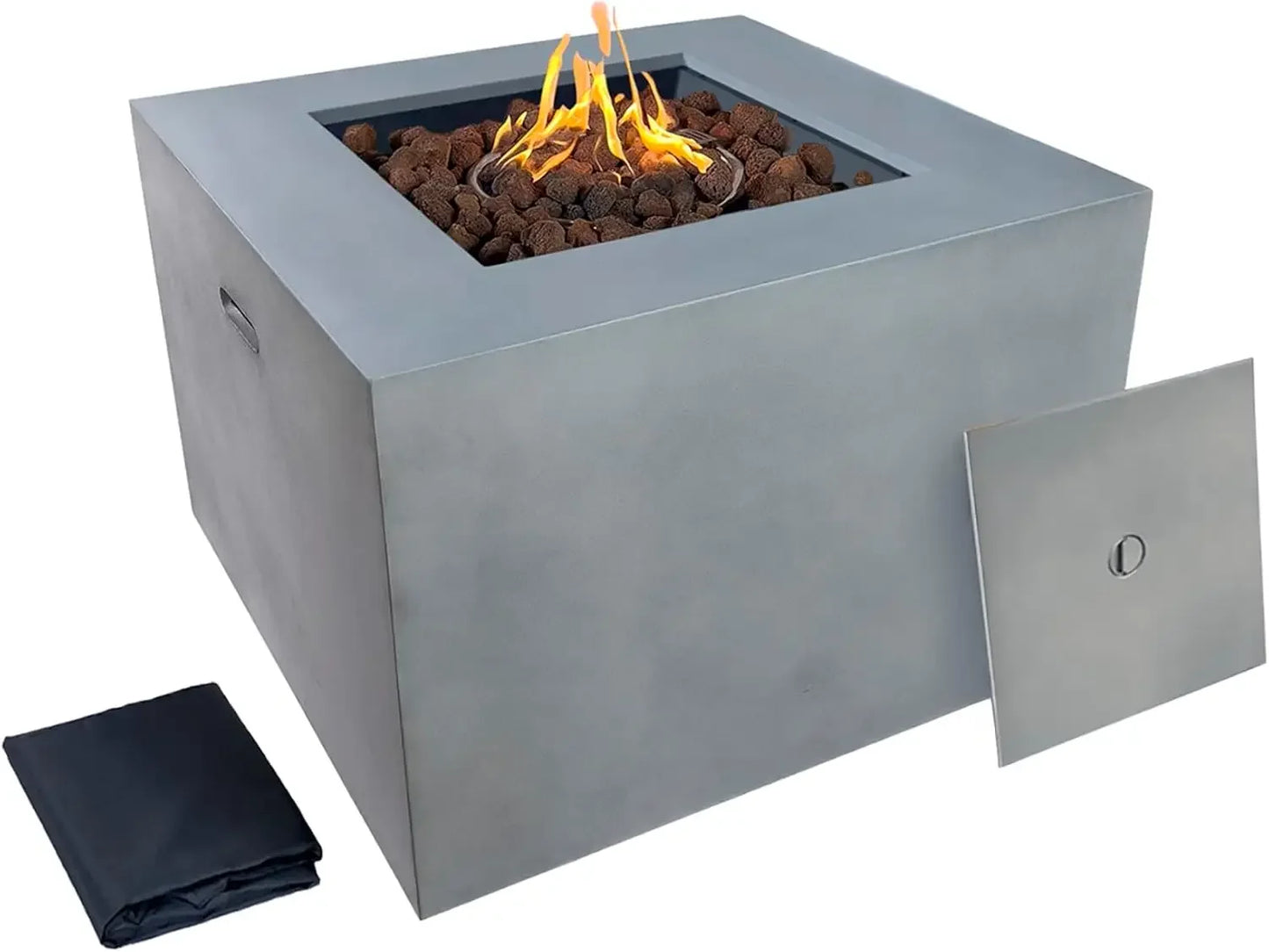 32 Inch Square Propane Fire Pit Table 50000 BTU Alloy Steel Outdoor Gas Fire Pit