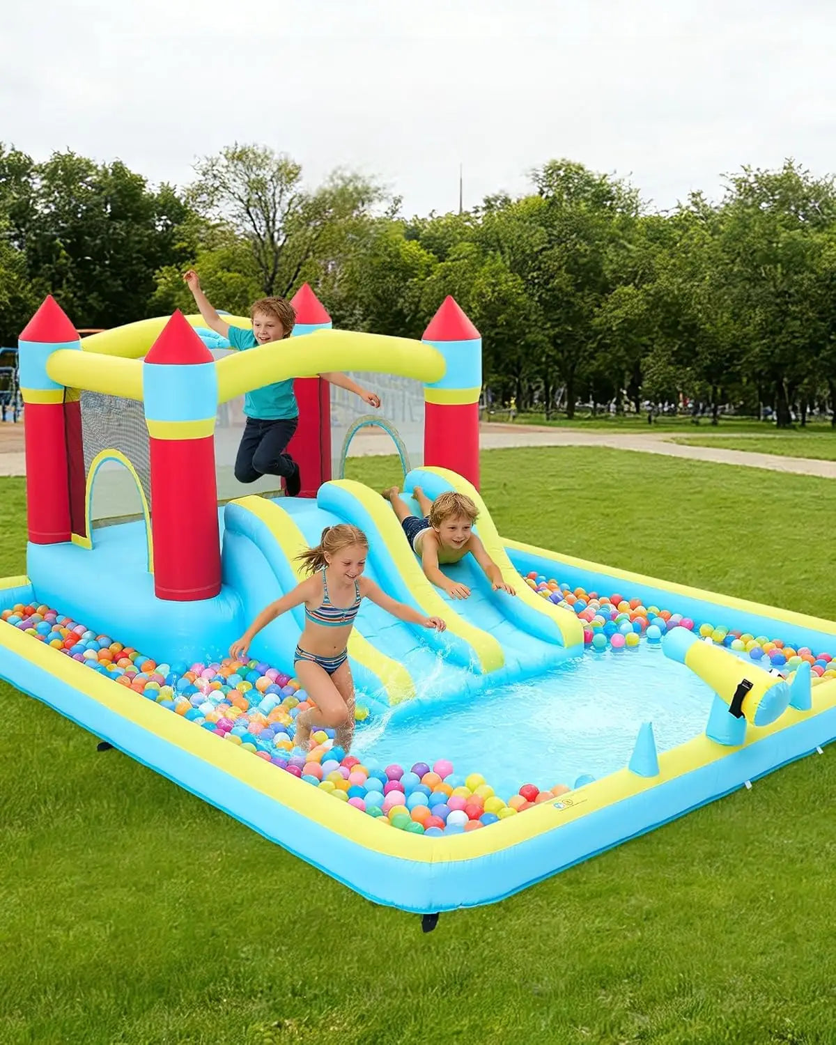 Commercial Inflatable Bounce House With Double Slide And Air Blower