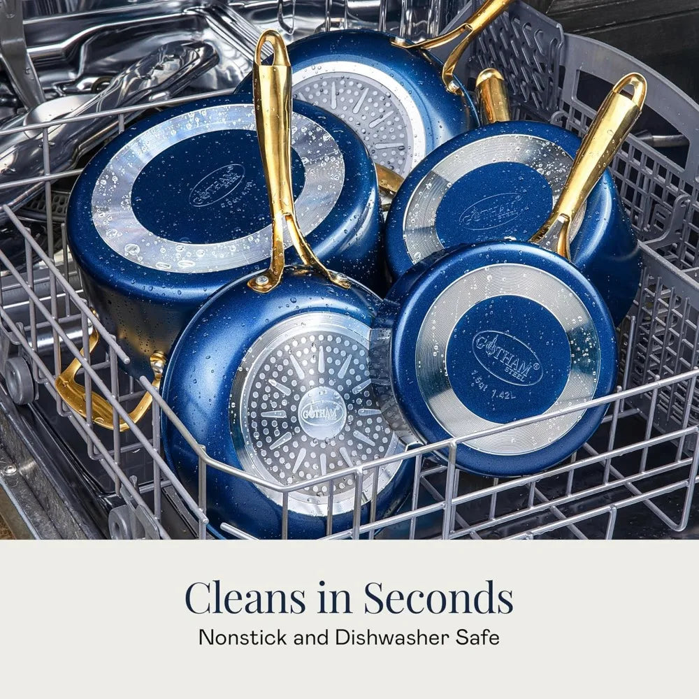 12 pc ceramic cookware set nonstick, ceramic pots and pans set non stick with steamer for cooking, non toxic pfoa pfos free, pr