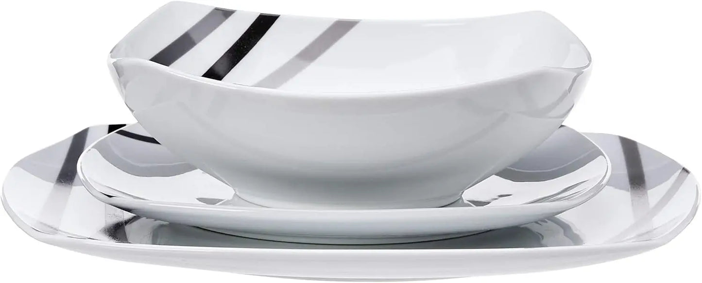 Eighteen Piece Square Dinnerware Set For Six Modern Beams Plates And Bowls