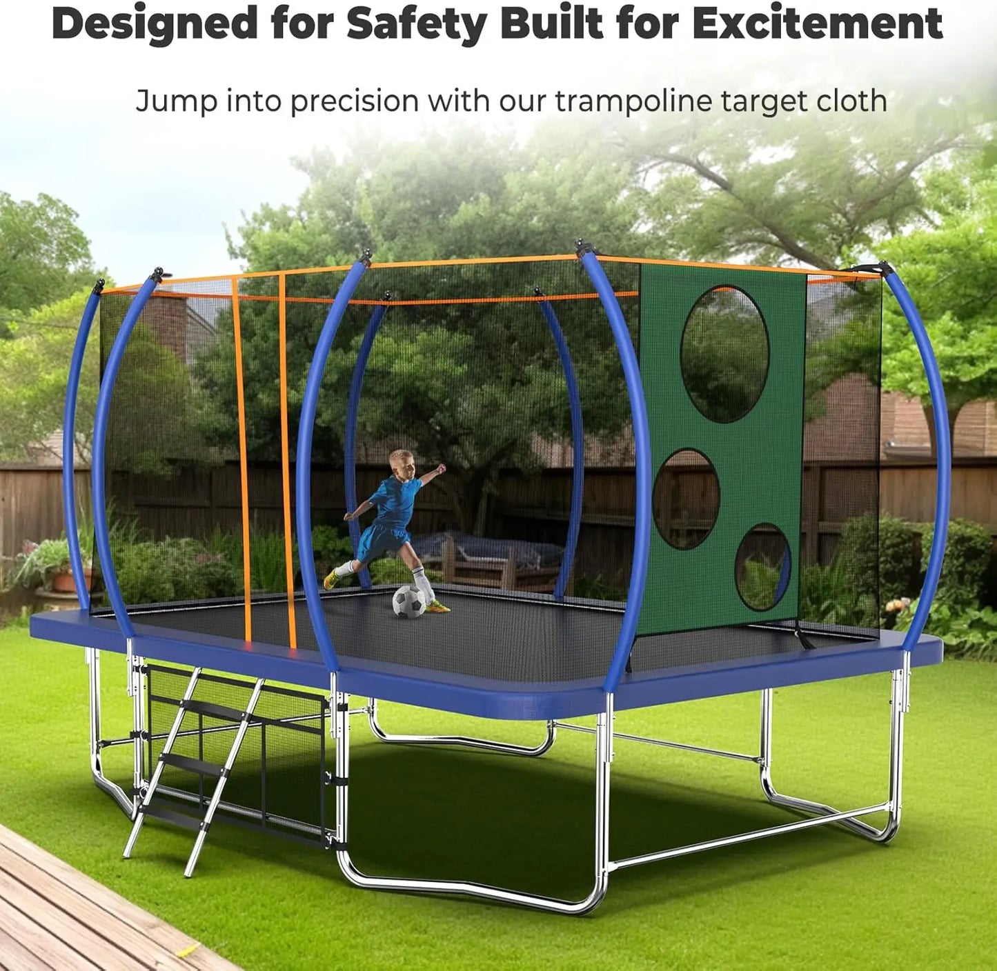 14Ft Outdoor Rectangle Trampoline For Kids And Adults