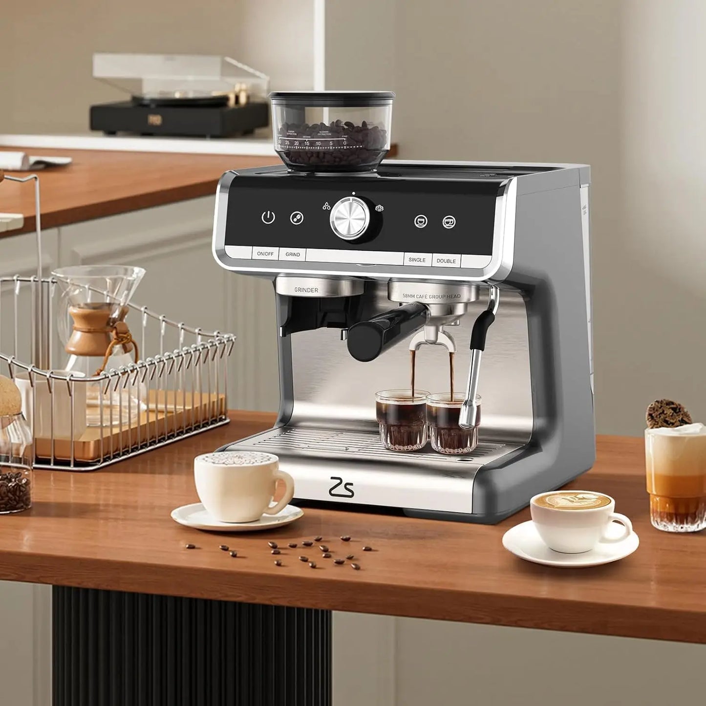 20 Bar Espresso Machine 1450W Semi Automatic Grinder For Latte Cappuccino Gift
