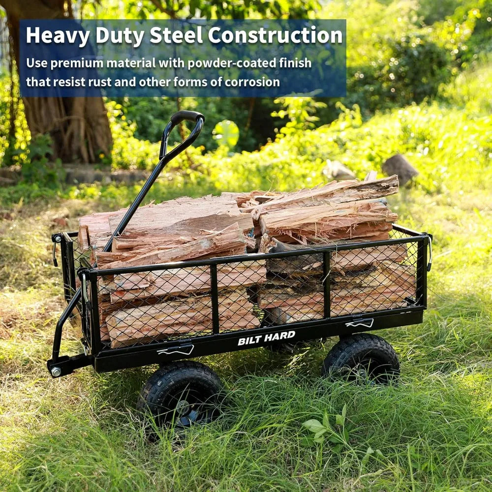Bilt Hard 400 Lb 10 Inch Flat Free Tires Garden Cart With 180 Degree Handle