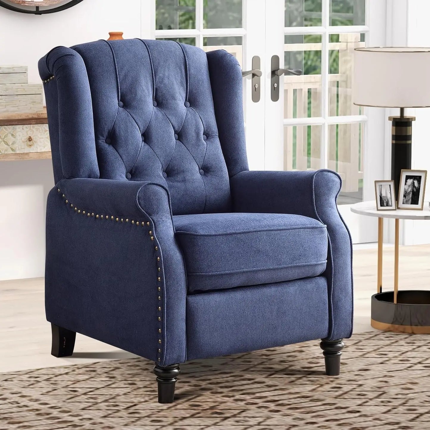EBELLO Push Back Fabric Recliner Chair With Padded Seat For Living Room