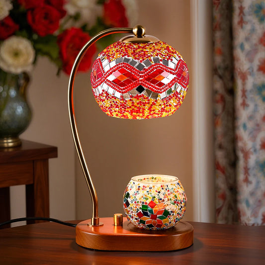 Bohemian Style Bedside Lamp Hand Colored Glass Table Lamp