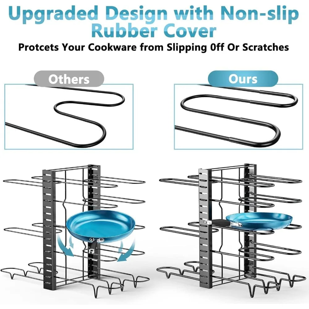 Pots And Pans Organizer For Cabinet 8 Tier Adjustable Pan Rack DIY
