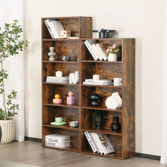 JHK 6 Tier Wooden Bookcase 63Inch Tall Floor Standing Open Bookshelf Living Room