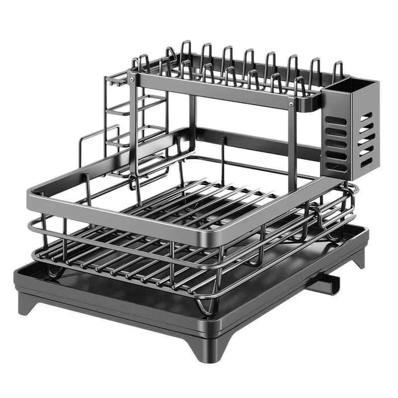 Stainless Steel Dish Drying Rack With Drainboard Over Sink Plate Organizer