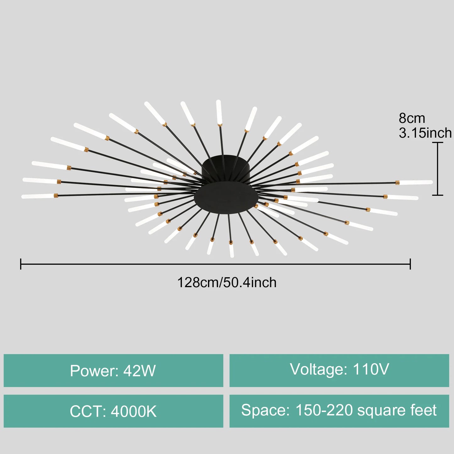 Modern LED Ceiling Light Gold Black Living Room AC 90 260V
