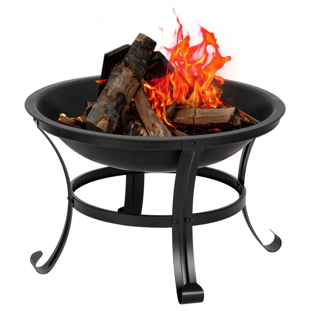 22 Inch Curved Feet Iron Brazier Wood Fire Pit Poolside