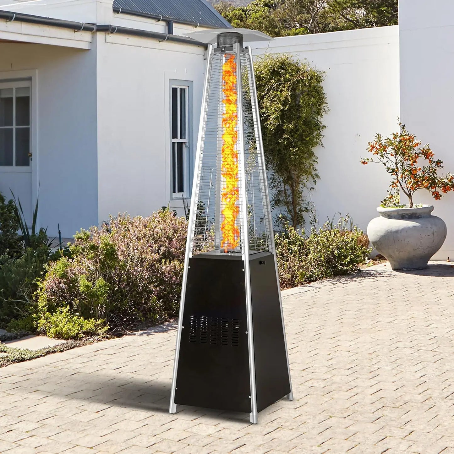 Outdoor Propane Patio Heater 48000 BTU Pyramid With Wheels