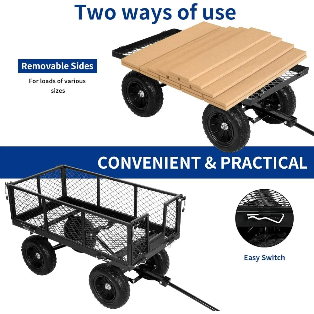 Bilt Hard 400 Lb 10 Inch Flat Free Tires Garden Cart With 180 Degree Handle