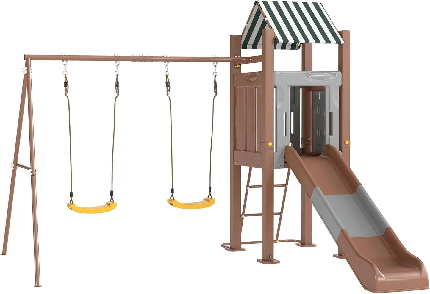 Kids Backyard Swing Set 6 Ft Slide And 2 Adjustable Swings