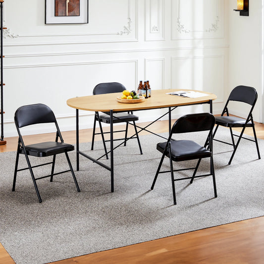 JHK Faux Leather Padded Folding Chairs 4 Pack Sturdy Metal Frame For Home Office