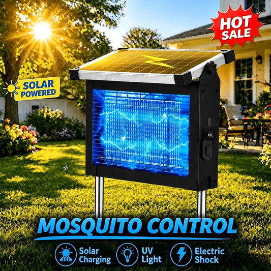 Solar Bug Zapper Outdoor 4500V Waterproof Mosquito Killer Panel Sensor