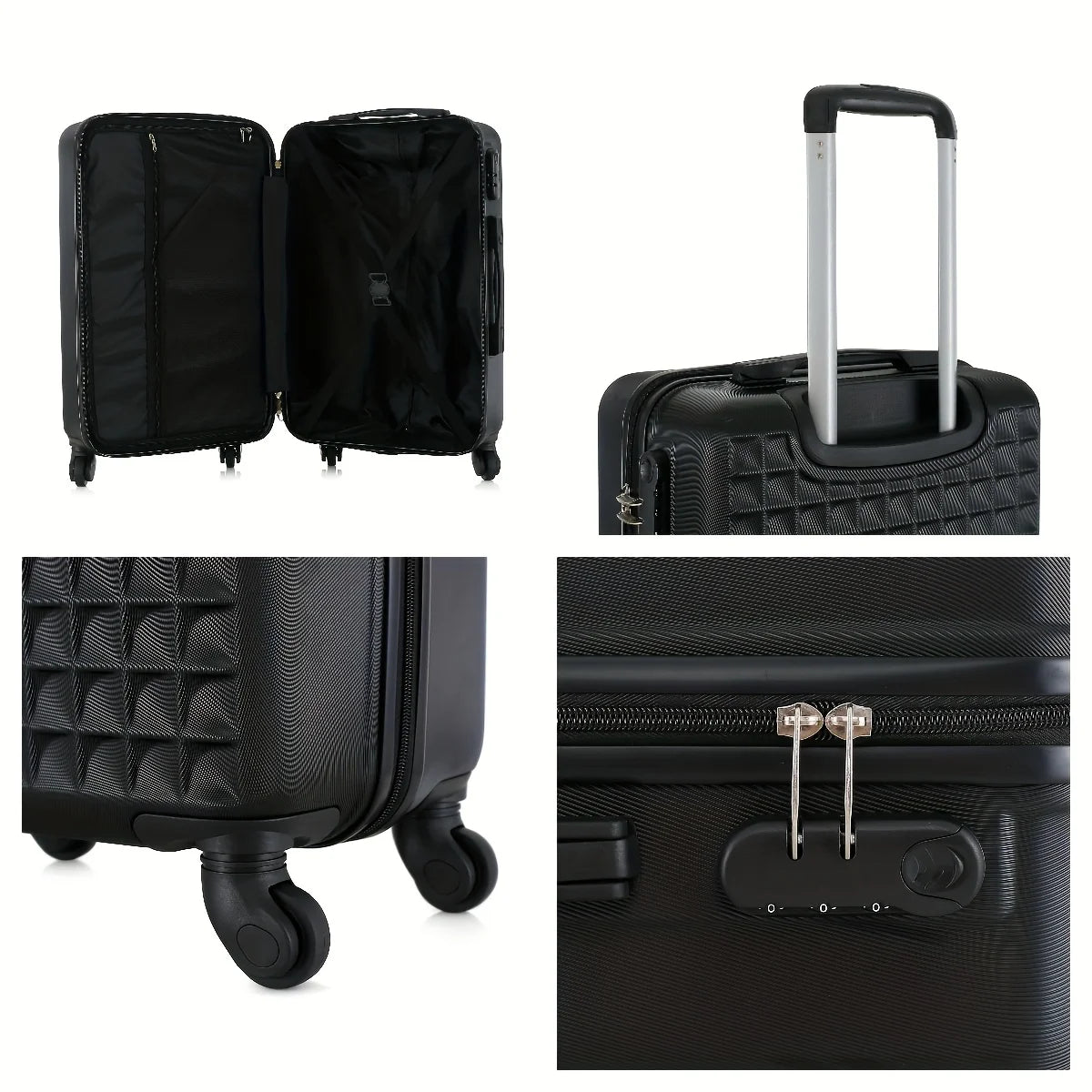 4 Piece ABS Hardside Spinner Luggage Set 18 23 27 13 Cosmetic Case 3 Digit Lock