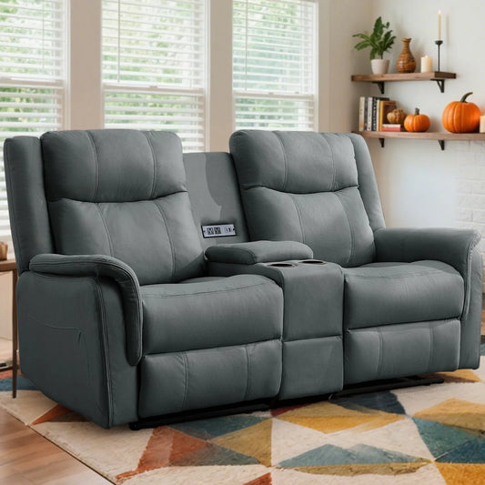 Korser Two Seater Loveseat Recliner With USB Ports And Cup Holders