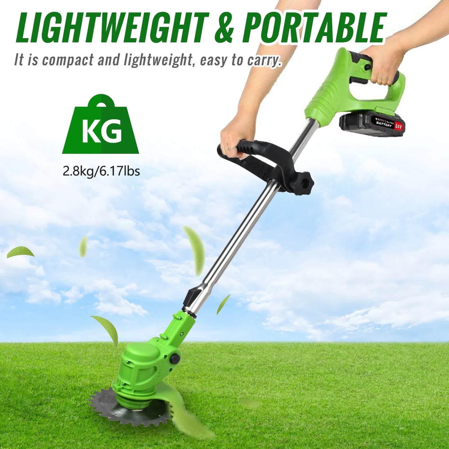 Cordless Electric Weed Trimmer 2 In 1 Lawn Grass Trimmer