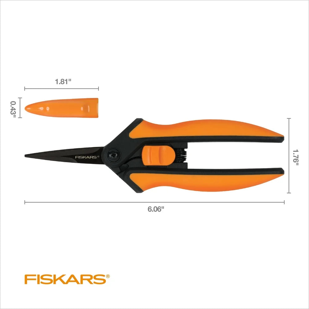 6 Inch Non-Stick Micro-Tip Pruning Shears Easy Action Spring Stainless Steel Blades Comfortable Handles Garden Maintenance