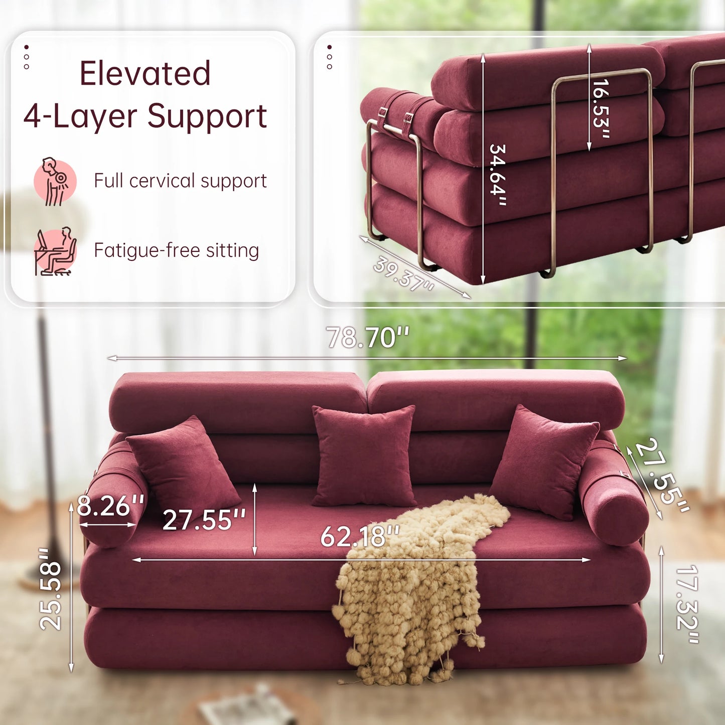 Convertible Sleeper Sofa With High Back Floor Couch Bed