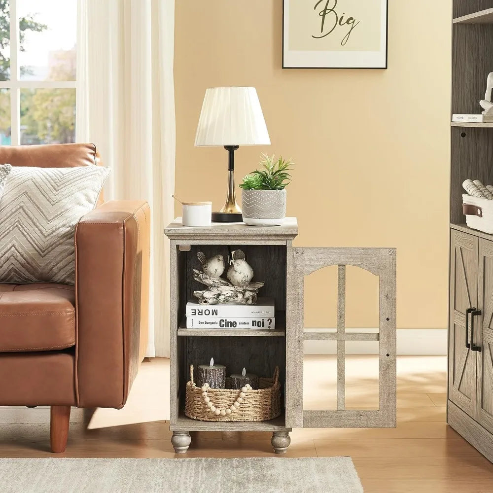 Narrow Side Tables 2 Farmhouse Nightstands Charging Station