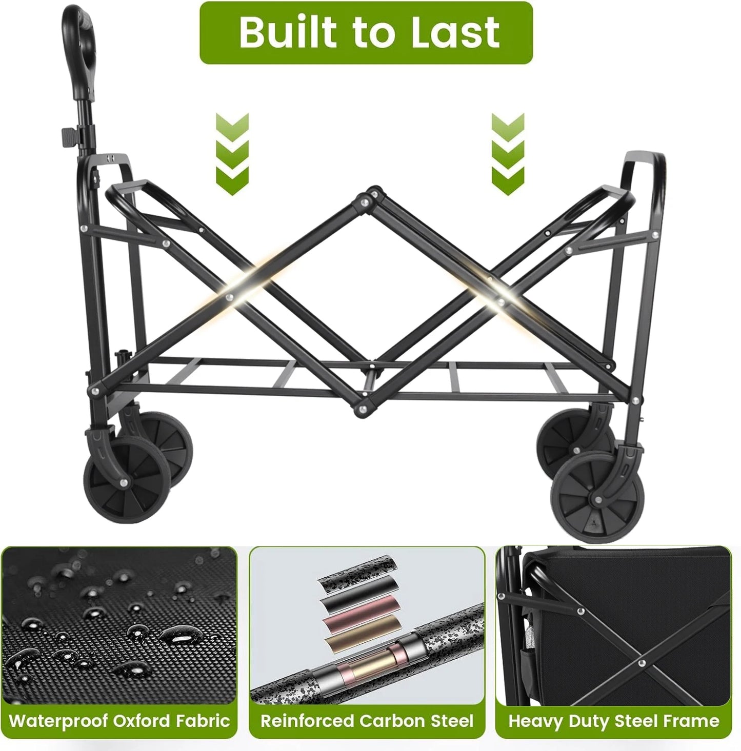 Heavy Duty Foldable Wagon Cart With All Terrain Wheels For Groceries And Beach