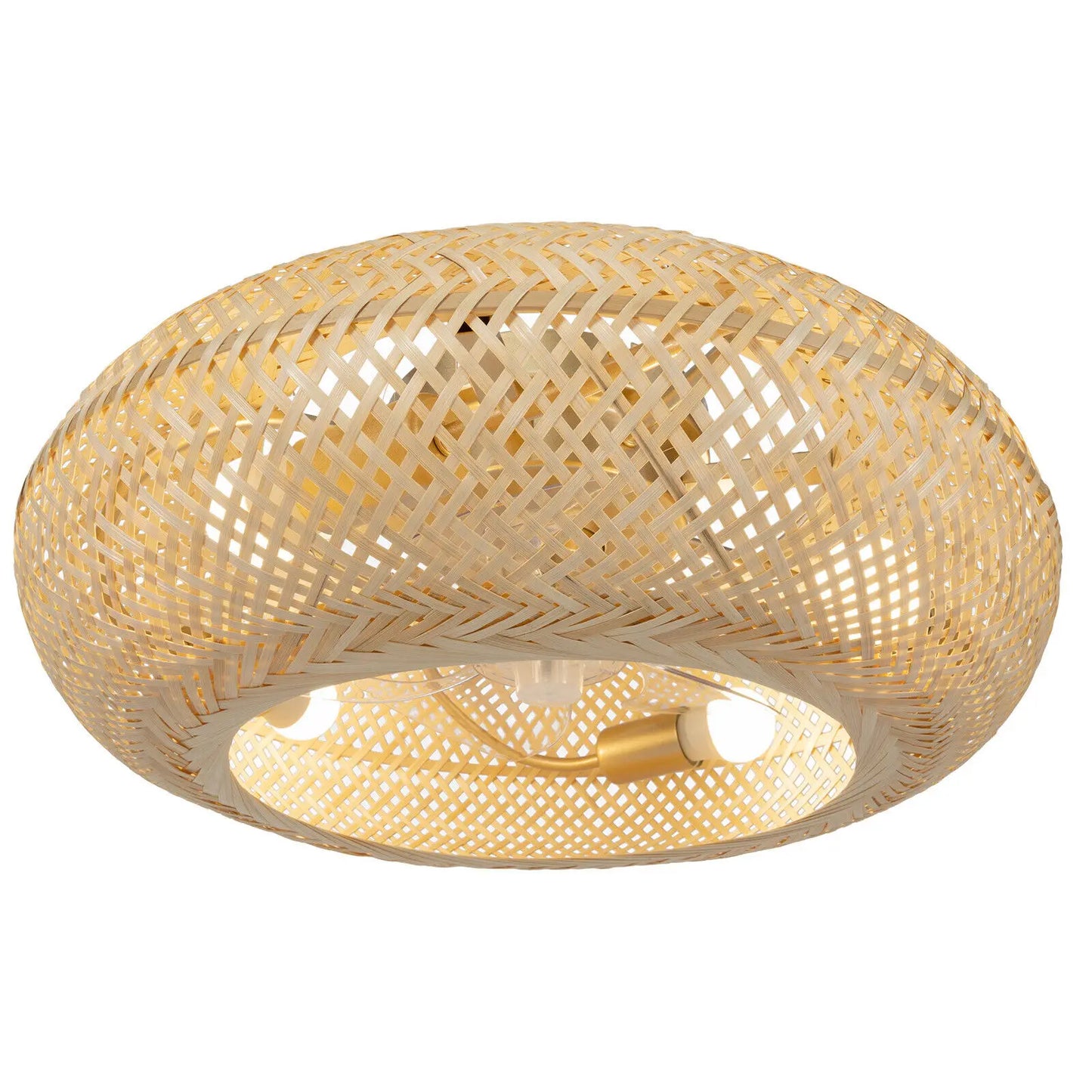 20" Farmhouse Boho Rattan Woven Bamboo Ceiling Fan with Light & Remote Control !