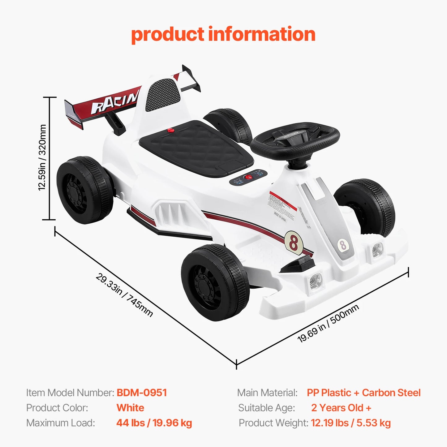 SucceBuy 6V 4.5Ah Electric Pedal Go Kart With LED Headlight And Horn For Kids