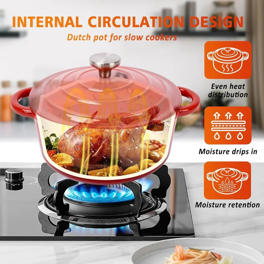 8 Piece Enameled Cast Iron Cookware Set With Dutch Oven