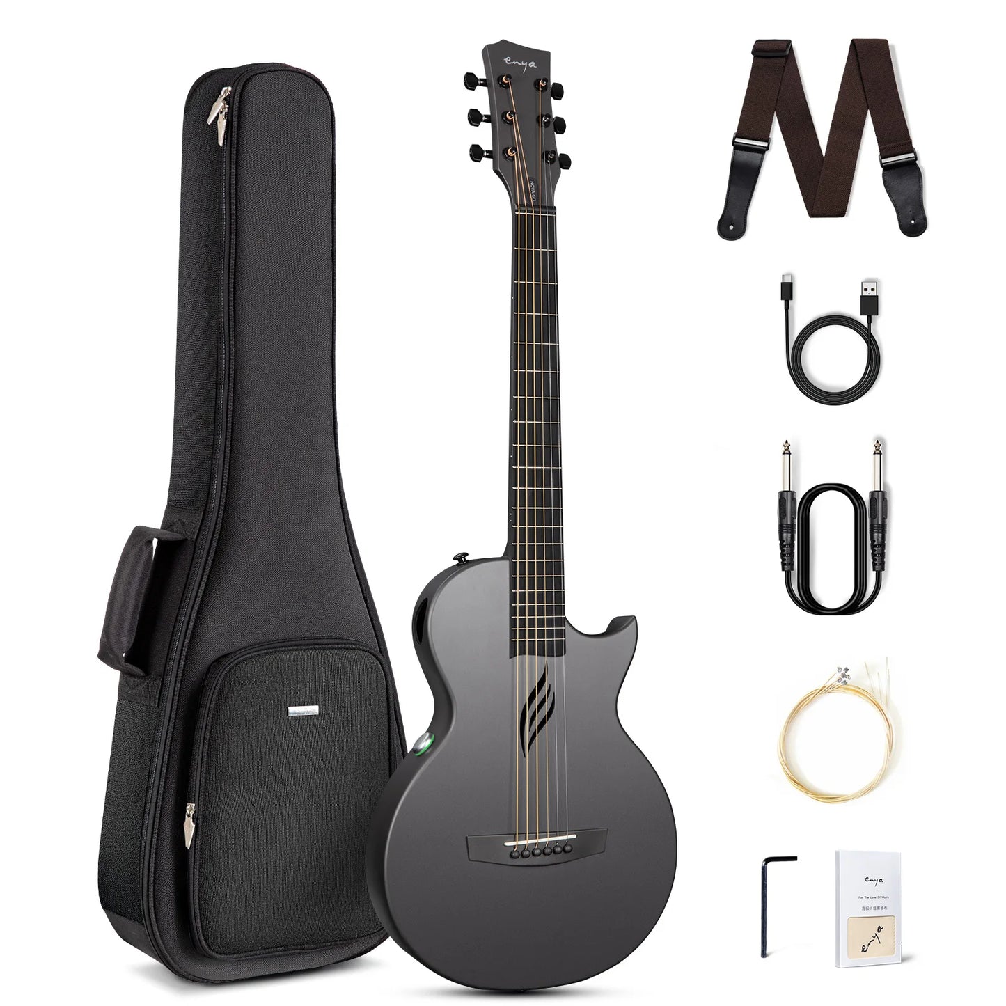 Enya Nova Go Sp1 Carbon Fiber Electric Acoustic Guitar 35 Inch with Pickup Case