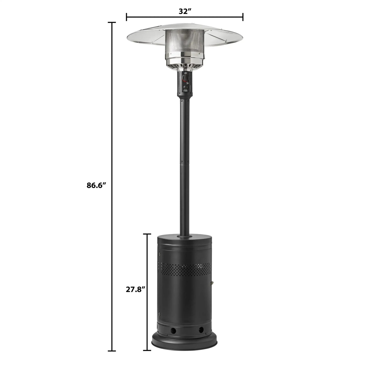 48000 BTU Propane Outdoor Freestanding Patio Heater Black