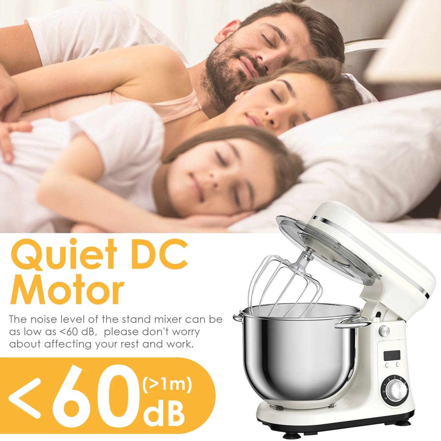 BioloMix 6 Speed Stand Mixer And Blender 1200W 6L Quiet Kitchen Appliance
