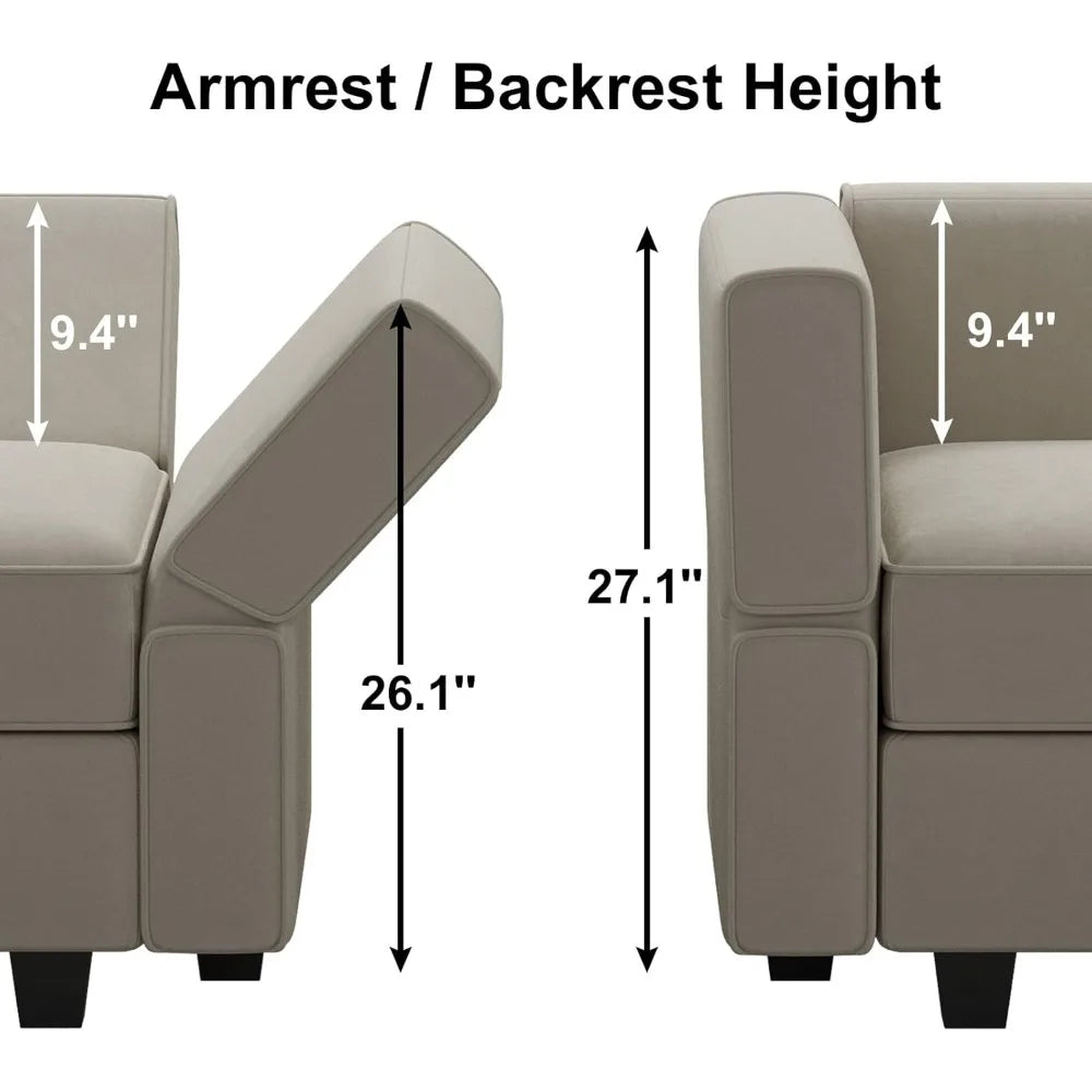 Modular Sectional Sofa with Storage Seat Oversized U Shaped Couch with Reversible Chaise Sofa Set with Ottoman Velvet Grey