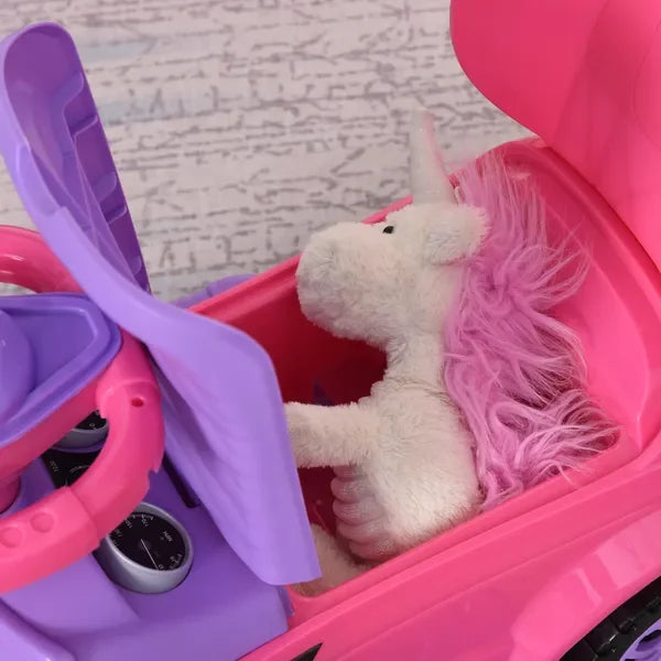 Pink Three In One Push Car For Toddlers Ride On With Horn Music Lights Safe Bar