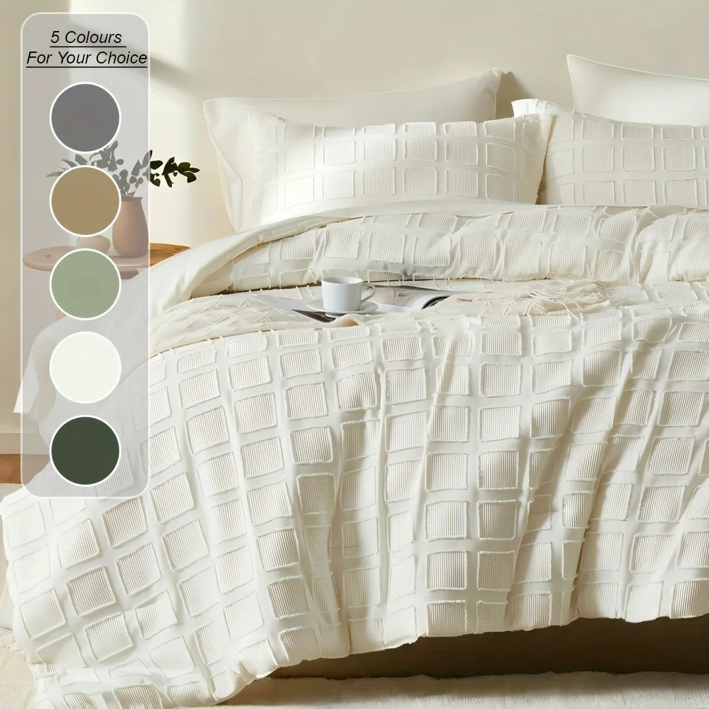 Boho Farmhouse Comforter Set Queen King Size Bed In A Bag Geometric Tufted