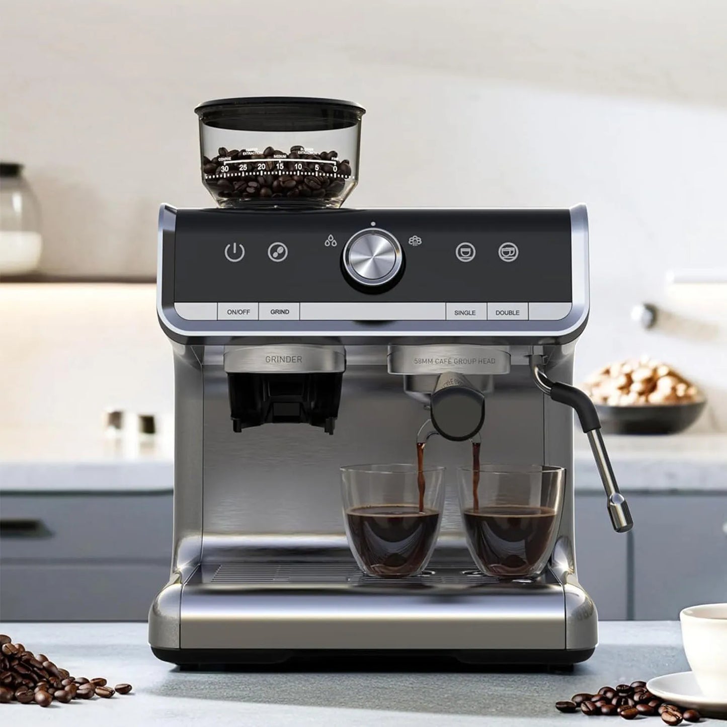 20 Bar Espresso Machine 1450W Semi Automatic Grinder For Latte Cappuccino Gift