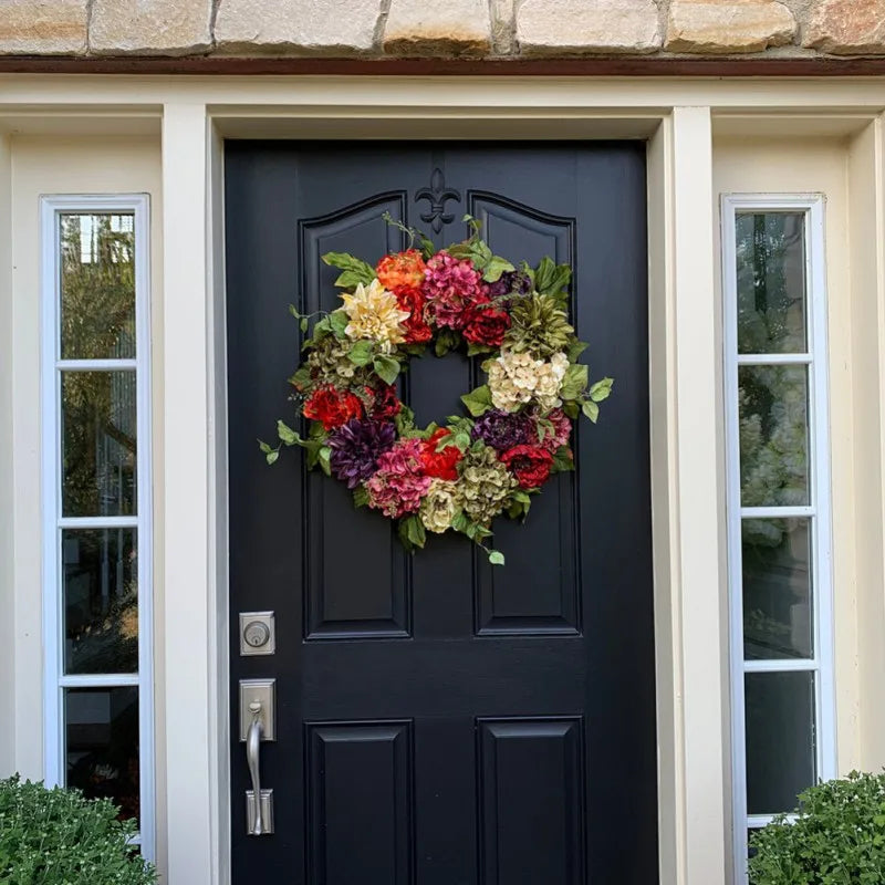 45cm Spring Wreath for Front Door Artificial Peony Summer Wreaths Flower Garland for Front Door Outside Wall Window Decor Party