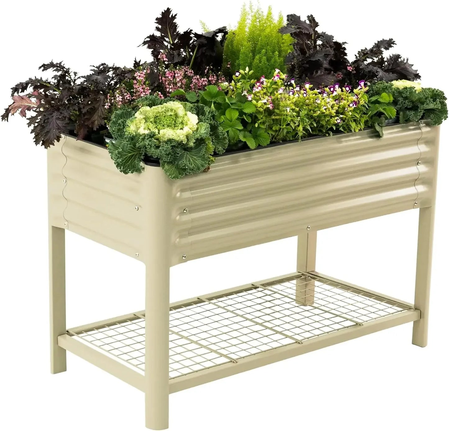 Elevated Garden Bed-V Series, Raised Garden Beds with Legs & Storage Rack for Lawn & Patio, Outdoor Planter Box for Gardening