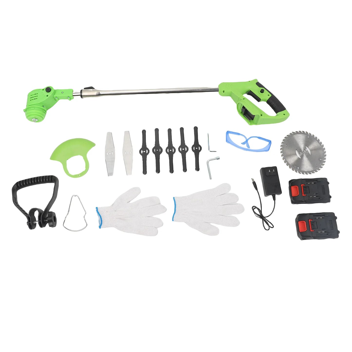 Cordless String Trimmer 2x7500mAh Telescopic Handle Battery Powered Weed Trimmer Lightweight Stainless Steel Plastic for Yard