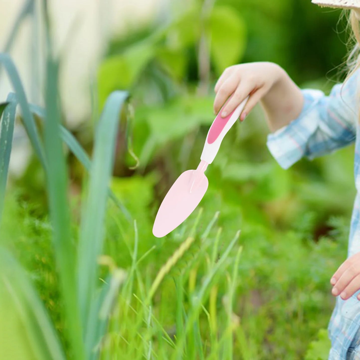 1 set Pink Planting Tools Set Kids Garden Tools Small Shovel Rake Watering Can Storage Basket Child Gardening Set Mini Spade