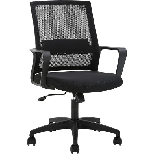 Office Chair Ergonomic Desk Chair Mid-Back Mesh Computer Chair Lumbar Support Comfortable Executive Adjustable Black